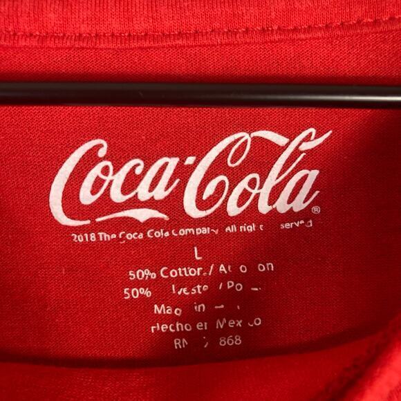 Coca-Cola Classic Red Cropped Long Sleeve T-Shirt Unisex Size L - Picture 2 of 5